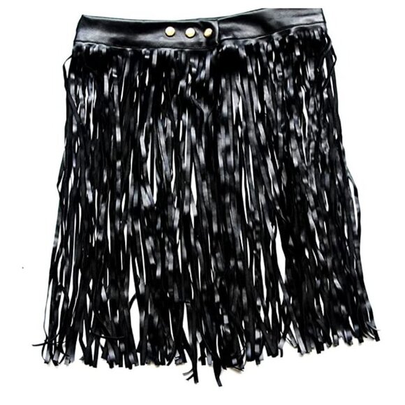 black Leather Waist Belt Tassel Dance Rave Cosplay Bondage BDSM NWT - Picture 5 of 5